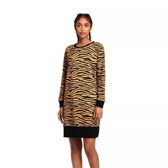 Women's Animal Print Long Sleeve Dress - Victor Glemaud x Target Dark Gold - - Picture 1 of 7
